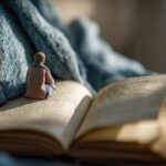 Scène d'un livre ouvert sur des genoux, favorisant un dialogue sur le changement et les émotions