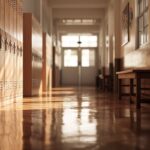 Image d'un couloir d'école vide, montrant l'isolement que ressentent les enfants en temps de crise.