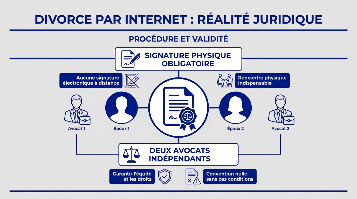Signature physique de la convention de divorce