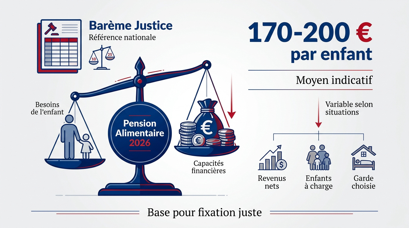 Barème indicatif de la pension alimentaire pour l'année 2026